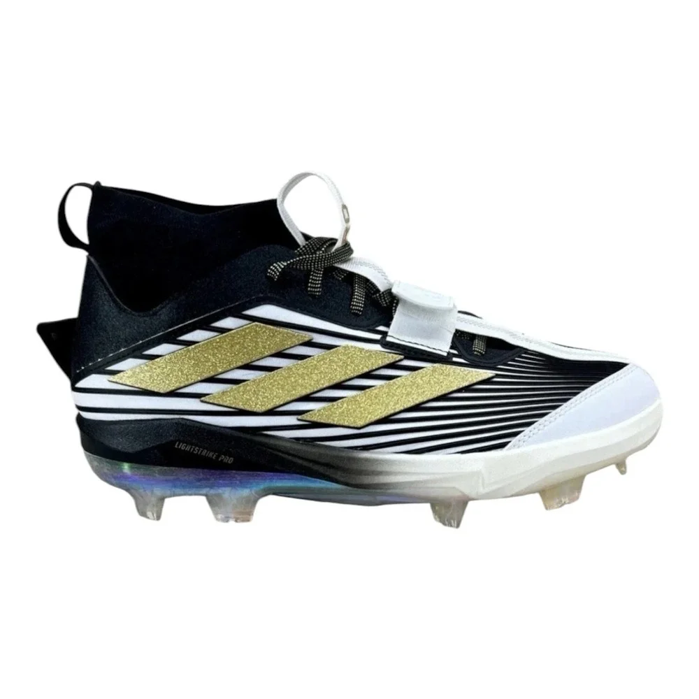 Size 13 - adidas Adizero Edge + TPU Black Gold Baseball Cleats JQ7464 Men's